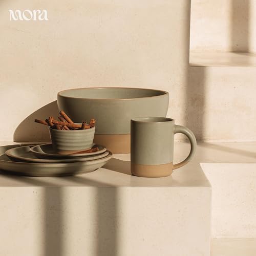 MORA Mega and Giant Bowls Set of 2, 5.5 and 3.5 Qt Ceramic Pottery