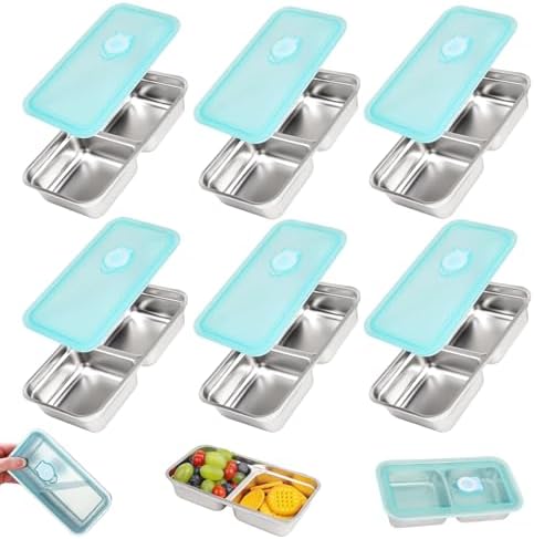 Stainless Steel Snack Containers, 6-Pack Reusable Grab and Go