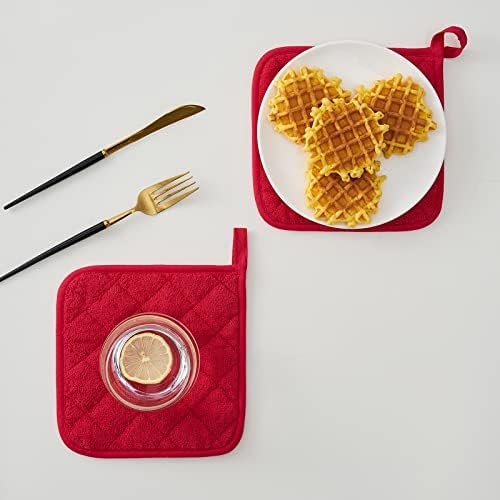 Cotton Kitchen Pot Holders, 7 x 7 Inch, Set of 4