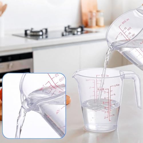 2Pcs Plastic Measuring Cups 1 Cup (250ml /8oz) Liquid Oil Measuring