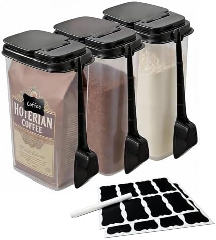 3-Pack Coffee Storage Containers with Scoop – Fit 12 oz Bags, Bag-in