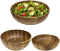 3 Pcs Walnut Wooden Bowls Set, 8.7", 6.3", 5.5" Large Wooden Salad