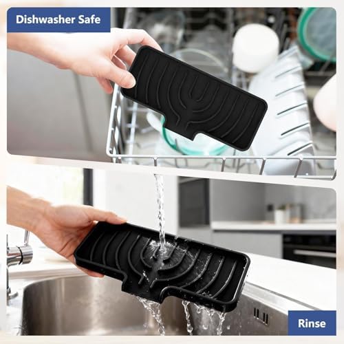 Silicone Sink Sponge Holder with Drain Spout, Black