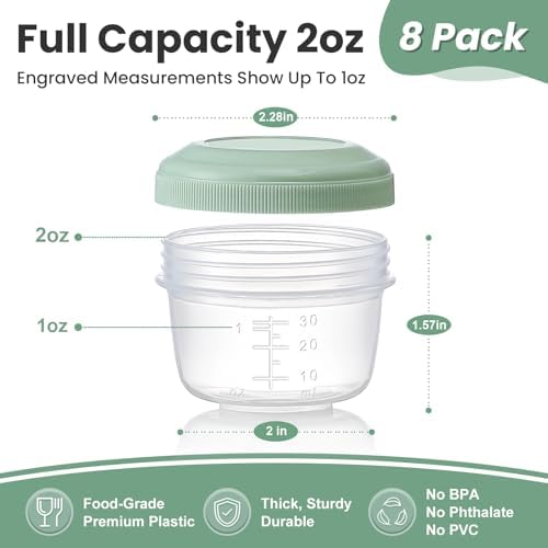 VITEVER 8 Pack 2 oz Salad Dressing Container to Go, Small Condiment