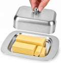 Sturdy Stainless Steel Butter Dish with Lid & Handle for Countertop