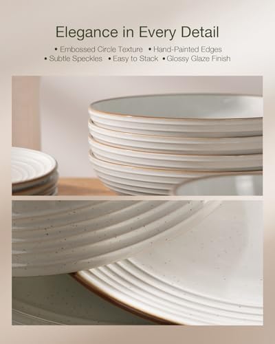 Famiware Jupiter Dinnerware Sets, Stoneware Dishes for 8, Plates and Bowls