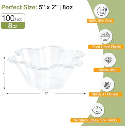 KUCKOW Clear Bowls, 100 PCS Ice Cream Bowls, Small Clear Appetizer