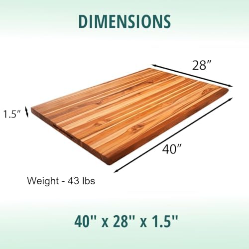 EcoDecors XXL Teak Cutting Board, 40x28, Reversible Butcher Block