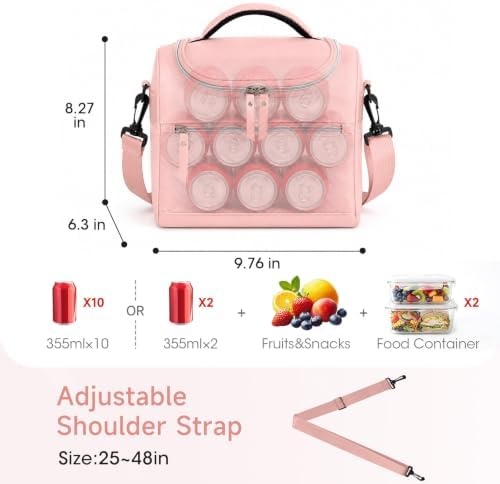 Insulated Lunch Bag Tote for Women, Pink