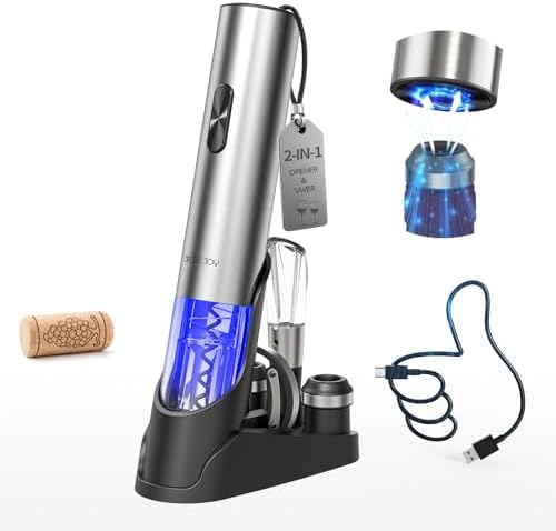 CIRCLE JOY Electric Wine Opener 7-in-1 Stainless Steel Rechargeable