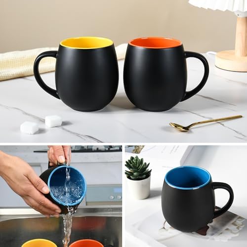 BYCNZB 20oz ceramic Coffee Mug Sets Matte Black Porcelain Mug Multiple