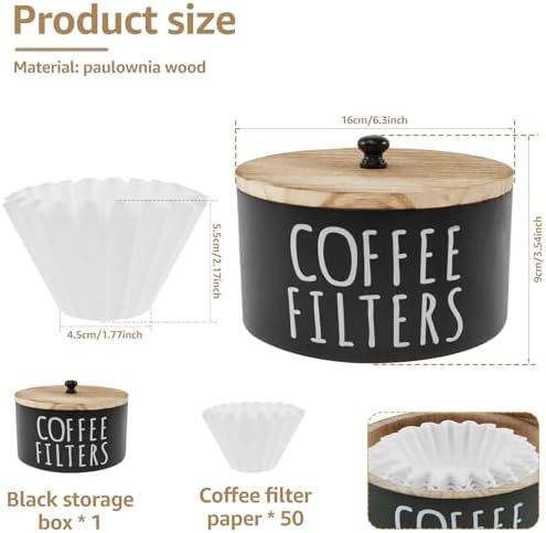 Coffee Filter Holder, Wooden Large Capacity Rustic Coffee Filter