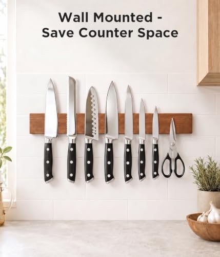 Magnetic Knife Strip 16′′, One-Piece Solid Magnetic Knife Holder for