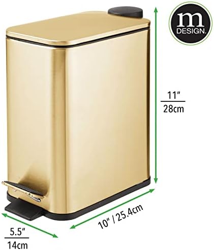 mDesign 1.3 Gallon Slim Metal Trash Can