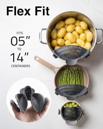 Kitchen Gizmo Snap N' Strain - Silicone Pasta Strainer Clip-On for