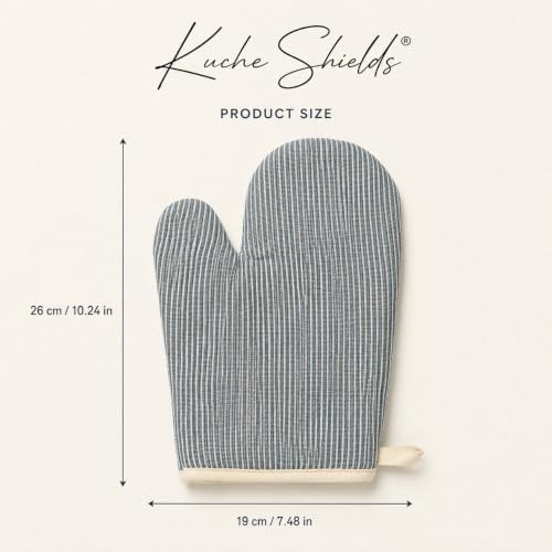 Cotton Oven Mitts 1 Pair, Heat Resistant Blue Oven Mitts