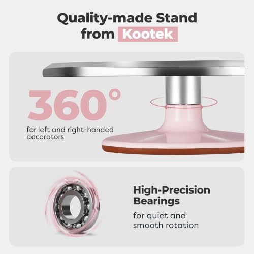 Kootek 12-Inch Pink Aluminum Alloy Cake Turntable