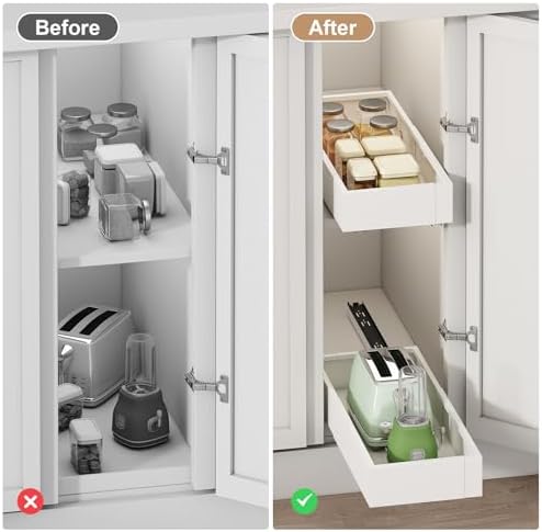 Fokyfok Pull out Cabinet Organizer,7"-11"W,17"-24"D,Expandable,Adhesive
