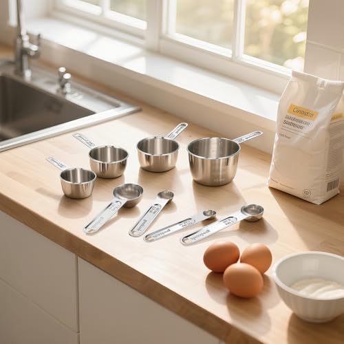 Measuring Cups and Spoons Set (8 Piece), Stainless Steel Measuring,4