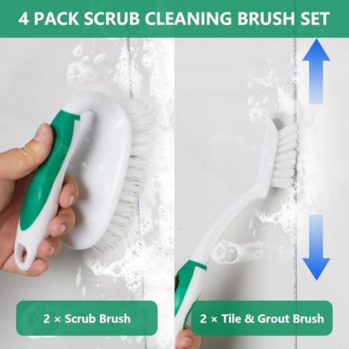 4 Pack Deep Cleaning Scrub Brush Set, Green