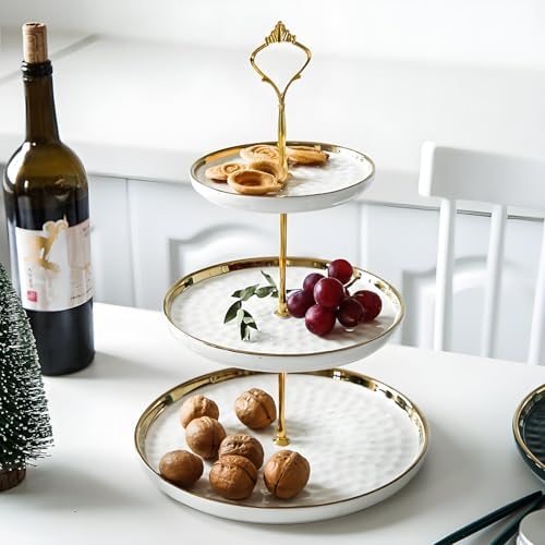 Tosnail Set of 2 Porcelain Cupcake Stand Ceramic Dessert Stand Tiered