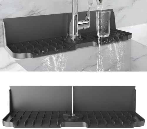17” x 5.5” Silicone Faucet Handle Drip Catcher Tray Mat, Silicone