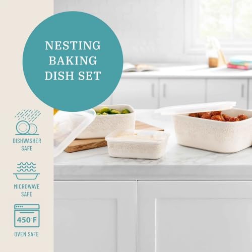 Nesting Ceramic Baking Dish Set of 6 – Vintage Lace Casserole Dishes