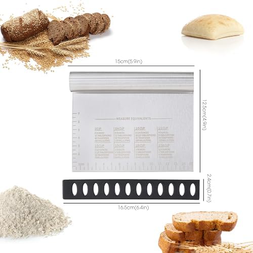 2PCS Dough Pastry Bench Cutter Scraper, OLULU Stainless Steel Kitchen