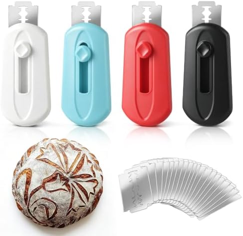 VZZNN 4 Pack Bread Lame Set with Ergonomic Handle and 20 Razor Blades