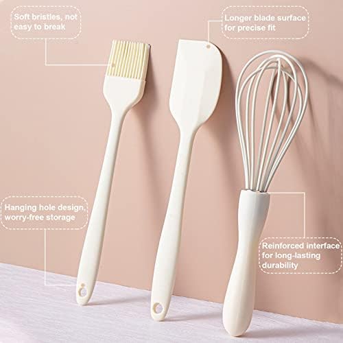 Silicone Spatula Set Food Grade with Pastry Brush and Whisk, Nonstick
