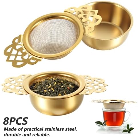 8 Pack Tea Strainer Bowl, 304 Stainless Steel Tea Drain Strainer Tea
