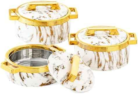 3 Piece Insulated Casserole Dishes with Lids, Thermal Serving Bowls Set