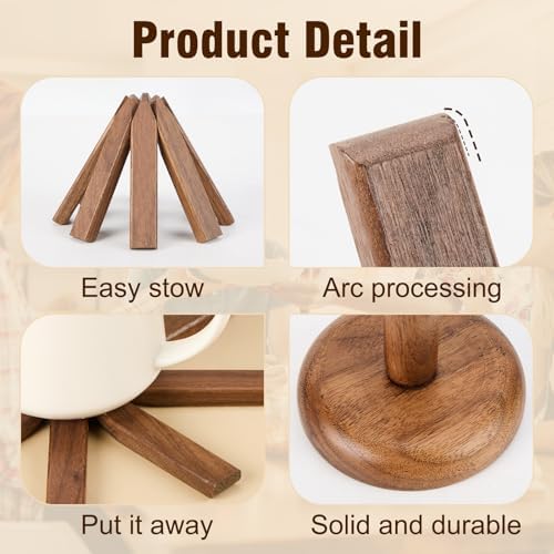 Wooden Trivets for Hot Dishes, Tree Shape Trivet Set, 4 Walnut Wood +