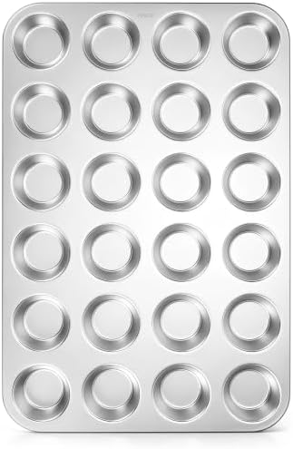 Leonyo 24 Cups Muffin Pan, Stainless Steel Mini Cupcake Pan Tin for