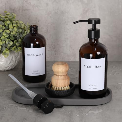 Ronasip Set of 5 Glass Soap Dispensers, 16 Oz