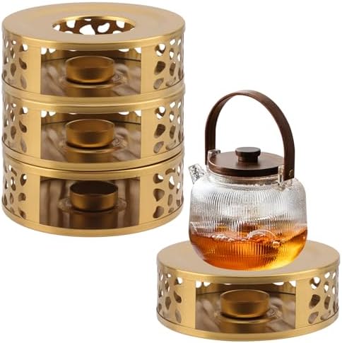 4 PCS 6 inch Round Teapot Warmer, Stainless Steel Teapot Warmer with