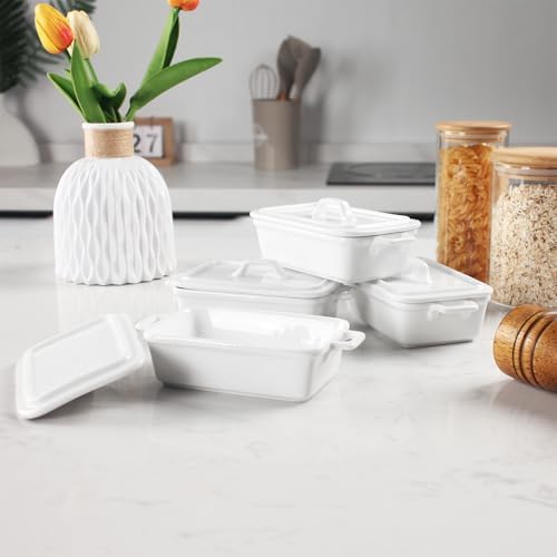 Ceramic Mini Rectangular Cocotte Set, 5.1 Ounces Small Casserole