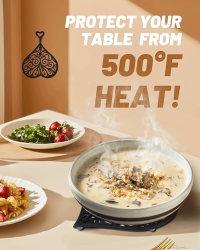 Black Heart Cast Iron Trivet for Kitchen & Dining - Romantic