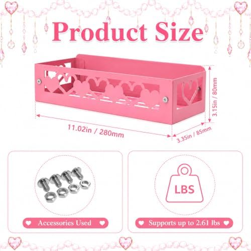 OYEFLY Pink Heart Magnetic Spice Rack for Refrigerator, Metal Magnetic