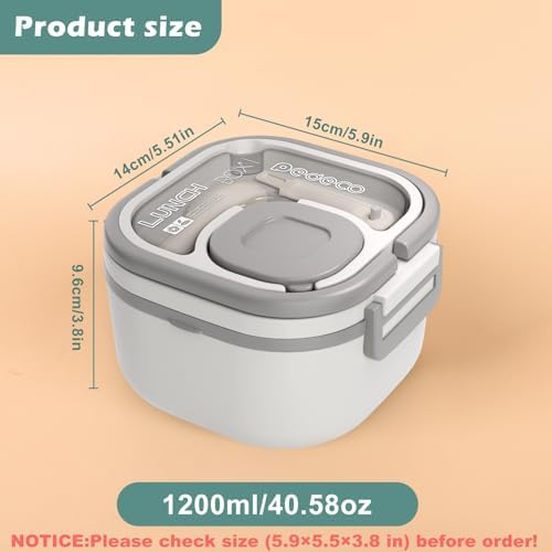 PEDECO Single-Layer Bento Lunch Box for Kids & Adults with Removable