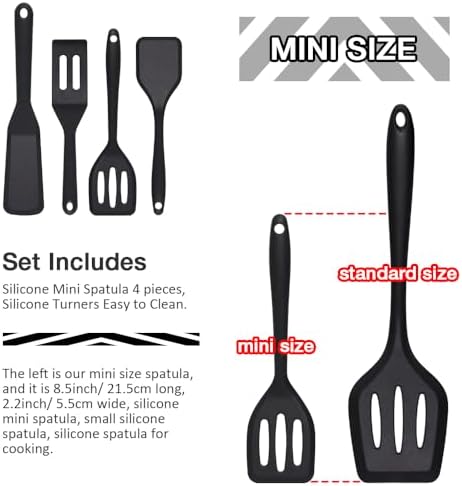 Silicone Mini Spatula 4PCS, Small Silicone Turners for Kitchen Use