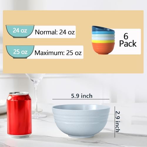 Homestockplus Unbreakable Cereal Bowls 25 OZ Microwave and Dishwasher