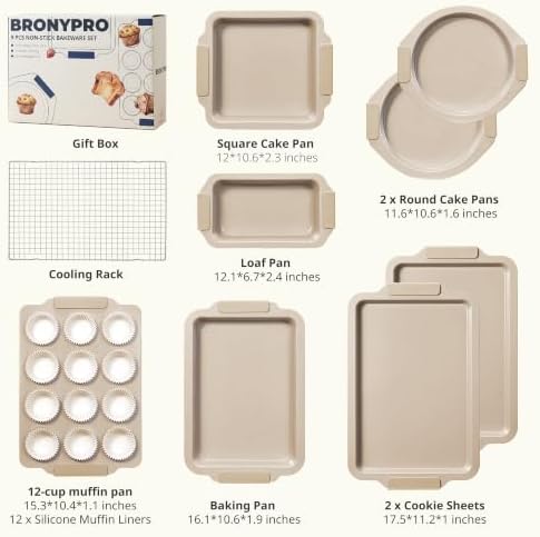 21 PCS Ceramic Nonstick Aluminized Steel Baking Pans Set, Silicone Handle