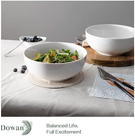DOWAN Salad Bowls, Large Pho Bowls, 8" White Centerpiece Bowls for