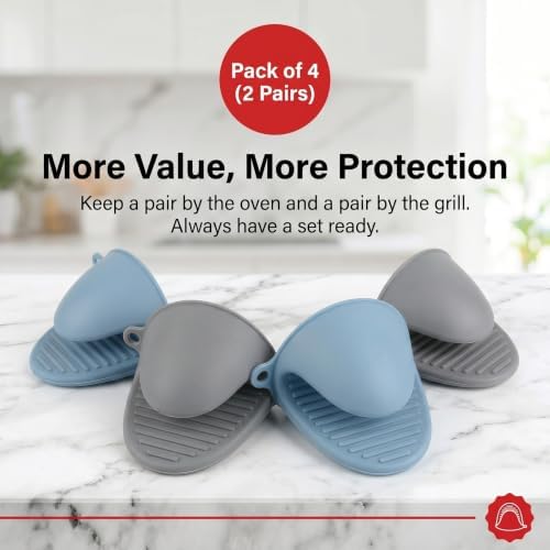 Silicone Kitchen Oven Mitts Set, Finger Protector Cooking Pinch Grips