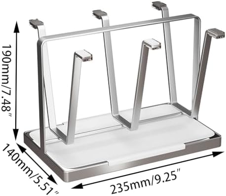 Cup Drying Rack with 6 Hooks, Stainless Steel Cup Holder, Vertical