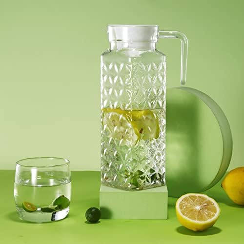 Acrylic Pitcher 37 oz, OEH Unbreakable Clear Plastic Pitcher with Lid