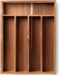 Fibogollo Acacia Wood Silverware Organizer, 5 Slots