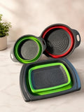 Collapsible Silicone Colander Set, 3-Piece Kitchen Strainer Set with