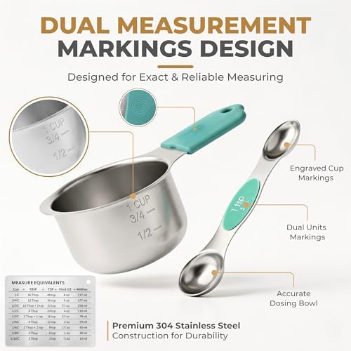 DIYORA Magnetic Measuring Cups and Spoons Set, 13-Piece 304 Stainless